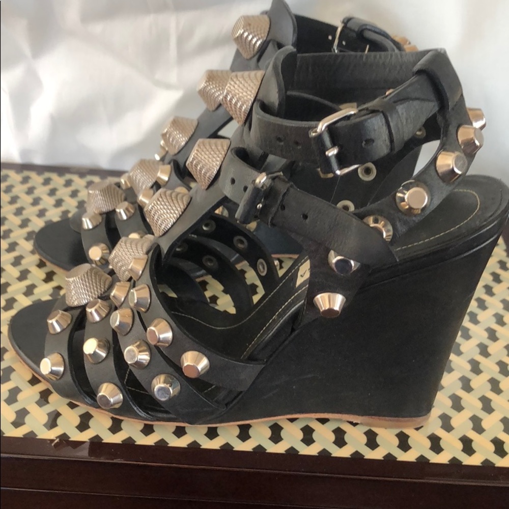 Balenciaga Leather Wedge Sandals